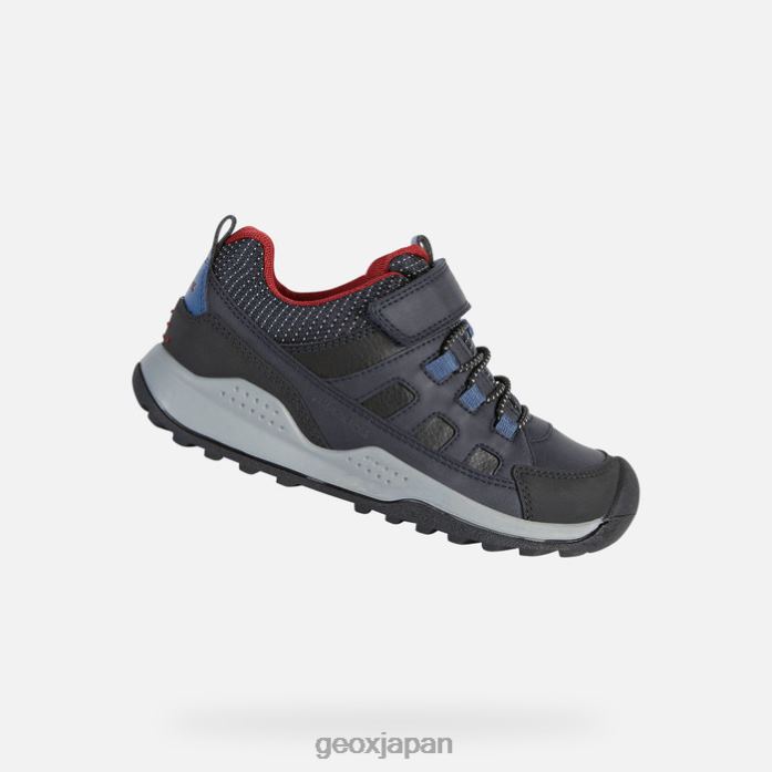 Geox Shoes Japan テラム abx ボーイ 822JX1294 男の子たち ネイビー/ダークレッド