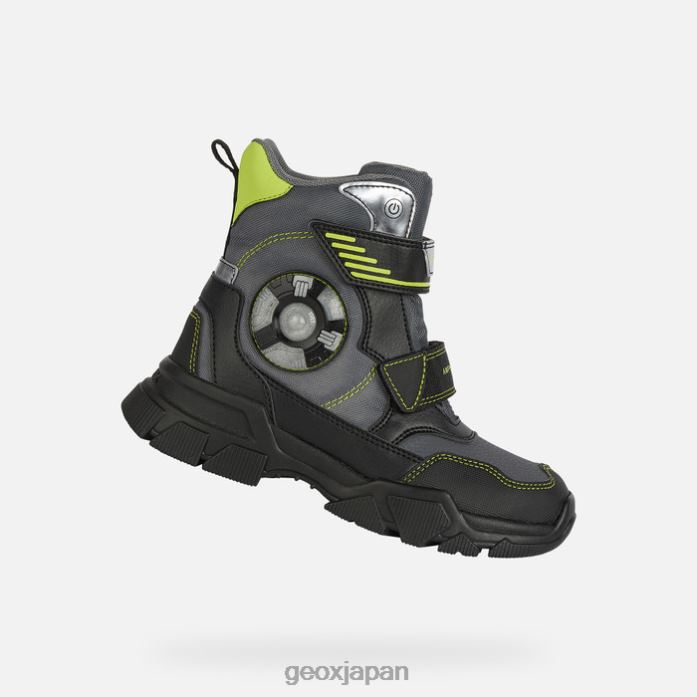 Geox Shoes Japan ネベガル abx 少年 822JX1409 男の子たち ダークグレー/ライム