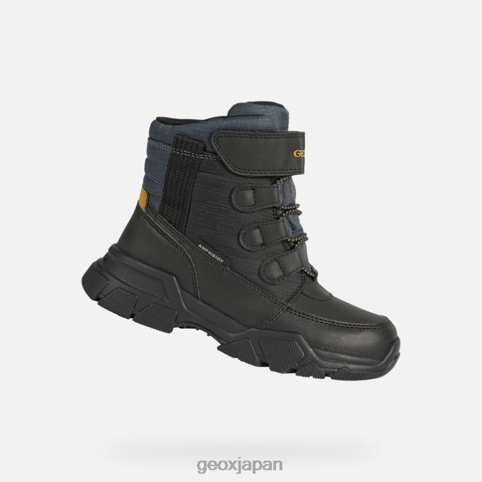 Geox Shoes Japan ネベガル abx 少年 822JX1420 男の子たち ブラック/ダークイエロー