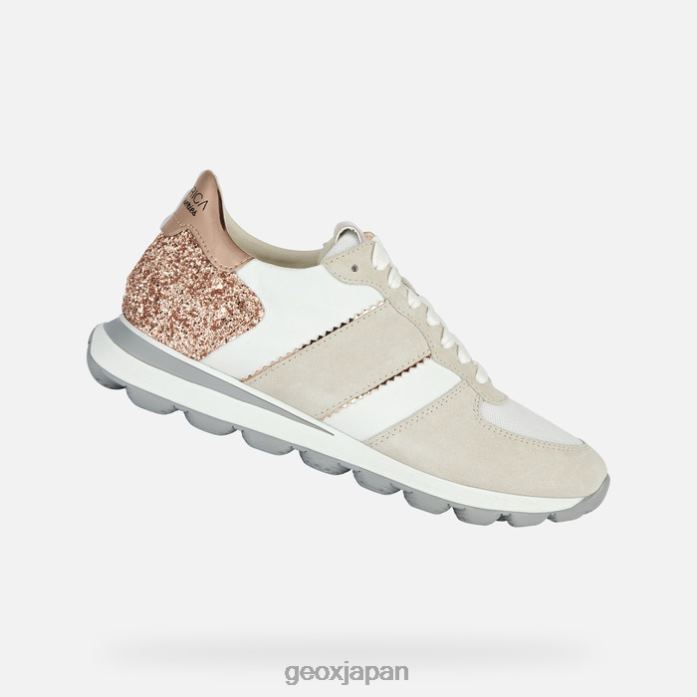 Geox Shoes Japan スフェリカvシリーズ女性 822JX1658 女性 オフホワイト/ローズゴールド