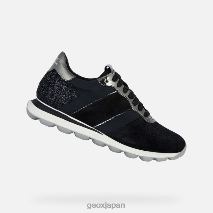 Geox Shoes Japan スフェリカvシリーズ女性 822JX1659 女性 ブラック/ガン