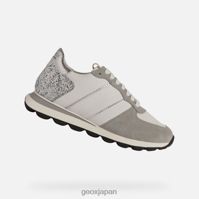 Geox Shoes Japan スフェリカvシリーズ女性 822JX330 女性 ホワイト/シルバー